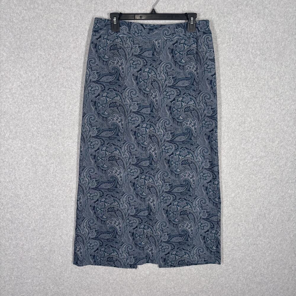 VTG 90s Dressbarn Skirt 10 Paisley Maxi Stretch Microsuede Farmhouse Western